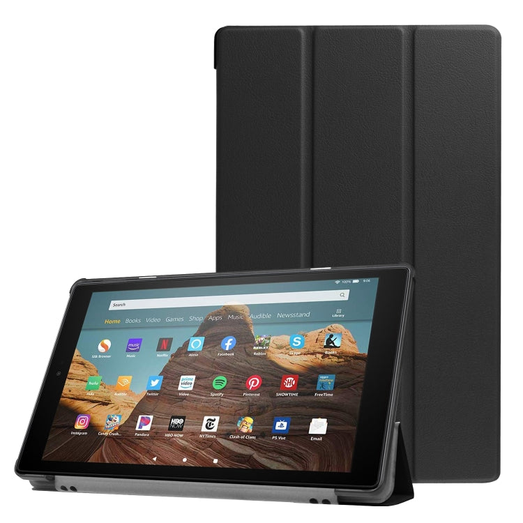 สำหรับ Amazon Kindle Fire HD 10 2017 / 2019Custer Texture ซองหนังพลิกแนวนอนพร้อมตัวยึดสามพับ & ฟังก์ชั่น Sleep / Wake-up, For Amazon Kindle Fire HD 10