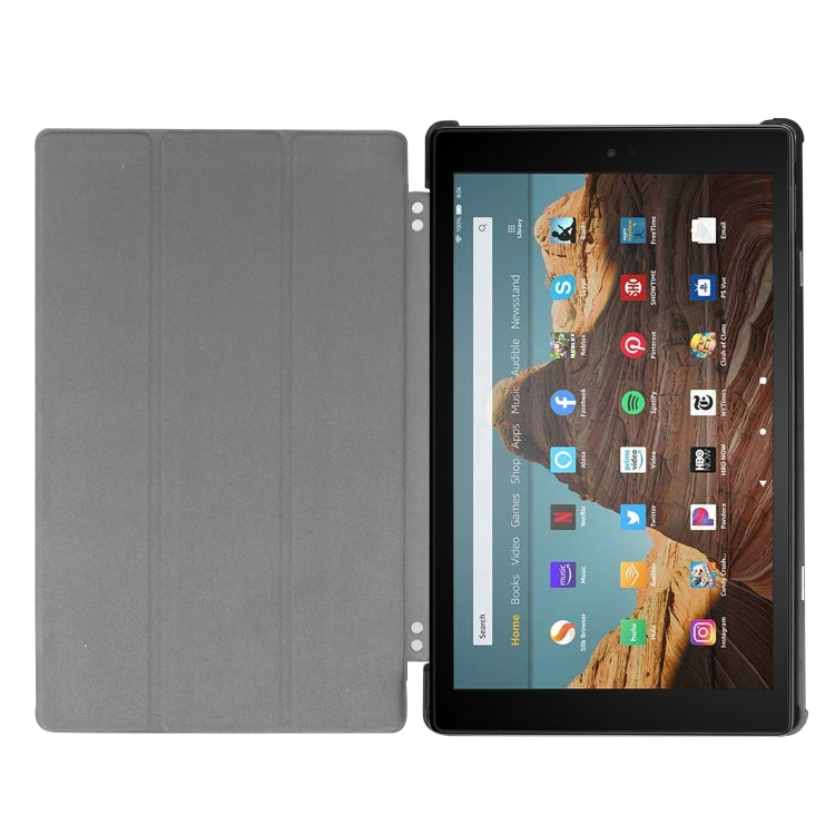 สำหรับ Amazon Kindle Fire HD 10 2017 / 2019Custer Texture ซองหนังพลิกแนวนอนพร้อมตัวยึดสามพับ & ฟังก์ชั่น Sleep / Wake-up, For Amazon Kindle Fire HD 10