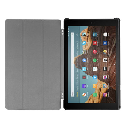 สำหรับ Amazon Kindle Fire HD 10 2017 / 2019Custer Texture ซองหนังพลิกแนวนอนพร้อมตัวยึดสามพับ & ฟังก์ชั่น Sleep / Wake-up, For Amazon Kindle Fire HD 10