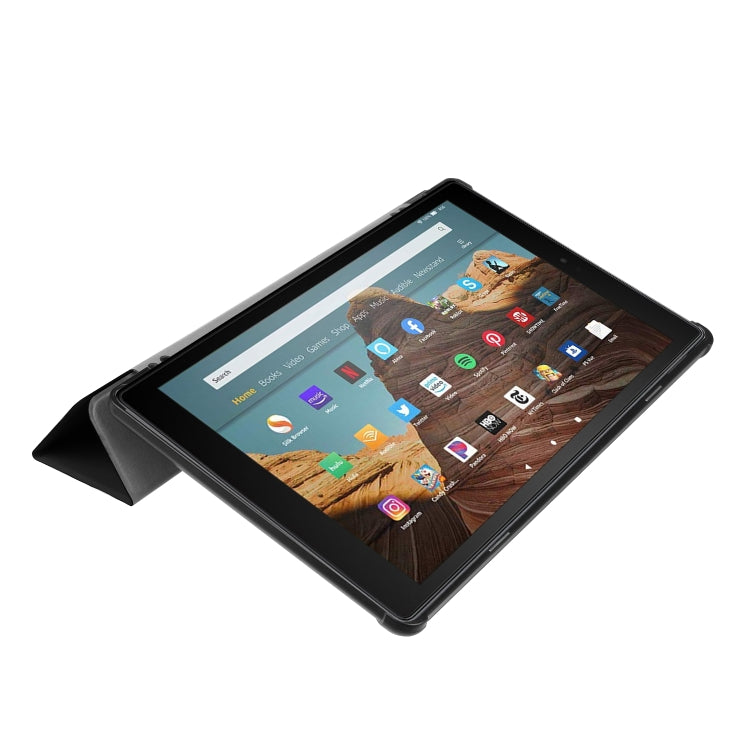 สำหรับ Amazon Kindle Fire HD 10 2017 / 2019Custer Texture ซองหนังพลิกแนวนอนพร้อมตัวยึดสามพับ & ฟังก์ชั่น Sleep / Wake-up, For Amazon Kindle Fire HD 10