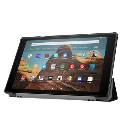 สำหรับ Amazon Kindle Fire HD 10 2017 / 2019Custer Texture ซองหนังพลิกแนวนอนพร้อมตัวยึดสามพับ & ฟังก์ชั่น Sleep / Wake-up, For Amazon Kindle Fire HD 10