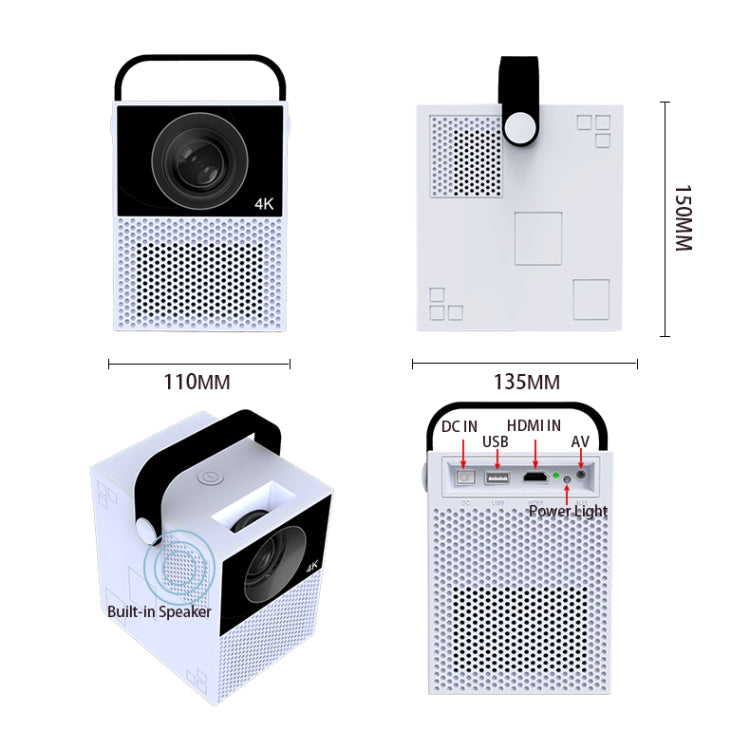 WEJOY Y2 1920x1080P 100 ANSI Lumens โฮมเธียเตอร์แบบพกพา LED HD โปรเจคเตอร์ดิจิตอล,แบตเตอรี่รุ่น Touch Control, Android 9.0, 2G + 16G, Y2 US Plug