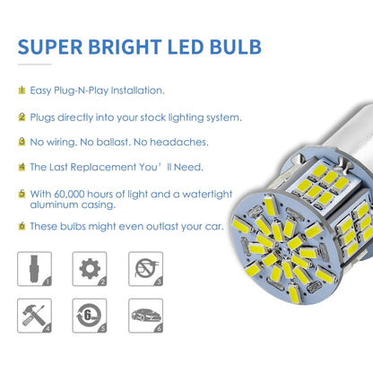 1 คู่ E0052 9-14V 1156-54SMD-2835 6000K 1080LM แสงสีขาวรถถอดรหัสไฟเลี้ยวย้อนกลับ, E0052