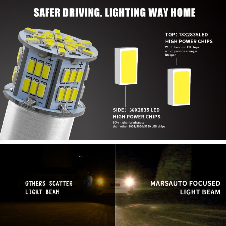 1 คู่ E0052 9-14V 1156-54SMD-2835 6000K 1080LM แสงสีขาวรถถอดรหัสไฟเลี้ยวย้อนกลับ, E0052