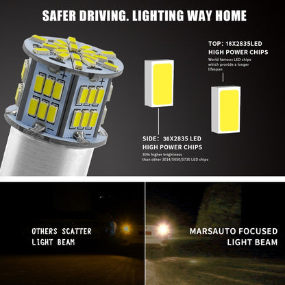 1 คู่ E0052 9-14V 1156-54SMD-2835 6000K 1080LM แสงสีขาวรถถอดรหัสไฟเลี้ยวย้อนกลับ, E0052