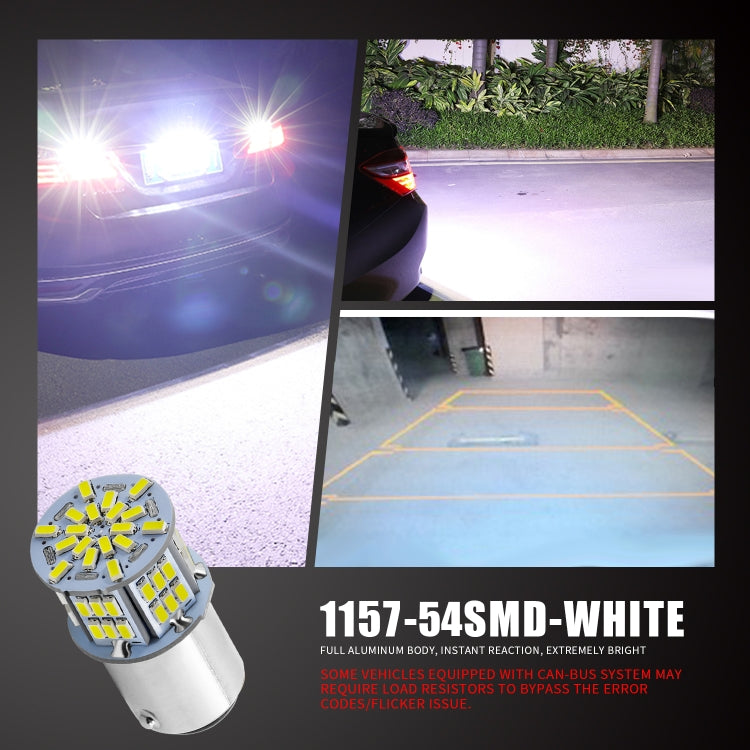 1 คู่ E0052 9-14V 1157-54SMD-2835 6000K 1080LM แสงสีขาวรถถอดรหัสเบรคไฟขับรถ, E0053