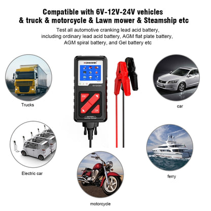 KONNWEI KW710 รถ 3.2 นิ้ว 6V-24V เครื่องทดสอบแบตเตอรี่กรดตะกั่วรองรับ 13 ภาษา, KW710