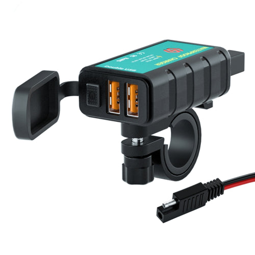 WUPP ZH-1422C2 รถจักรยานยนต์ Square Dual USB Fast Charger Charger พร้อมสวิตช์ + ซ็อกเก็ต SAE ในตัว + 1m SAE Socket Cable, ZH-1422C2