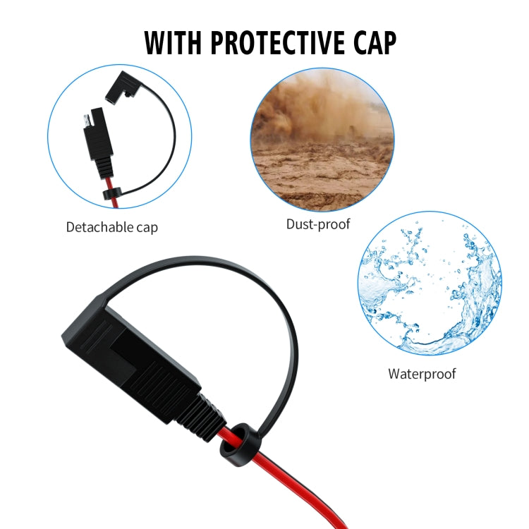 CS-1423A1 สายเคเบิลเทอร์มินัล OT 1.4 ม. พร้อมซ็อกเก็ต SAE + ฟิวส์ 10A, CS-1423A1