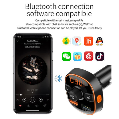 BC52 QC3.0 การชาร์จไฟอย่างรวดเร็วรถบรรยากาศที่มีสีสันแสงบลูทูธเครื่องเล่น MP3 เครื่องส่งสัญญาณ FM, BC52