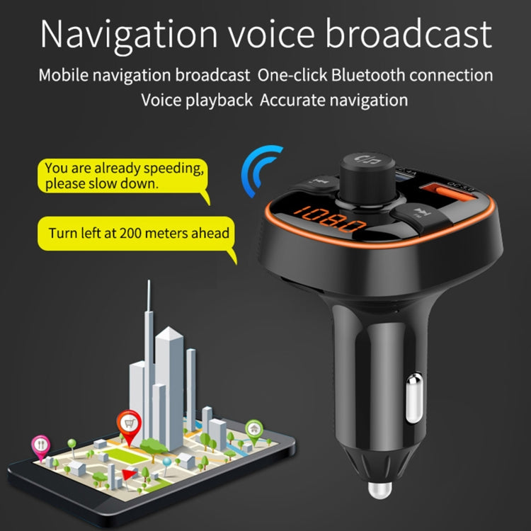 BC52 QC3.0 การชาร์จไฟอย่างรวดเร็วรถบรรยากาศที่มีสีสันแสงบลูทูธเครื่องเล่น MP3 เครื่องส่งสัญญาณ FM, BC52