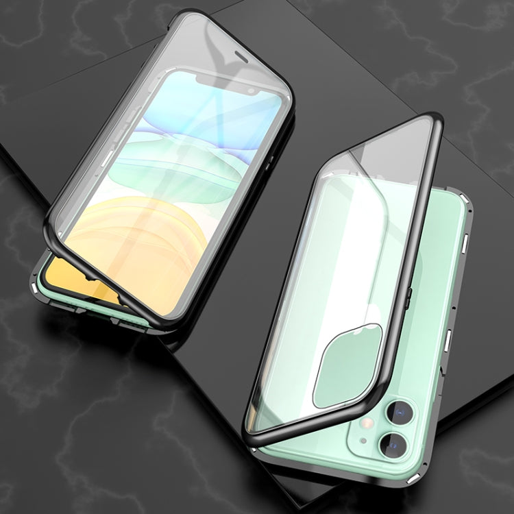 Ultra Slim Double Sides Magnetic Adsorption Angular Frame กระจกเทมเปอร์เคสพลิกแม่เหล็ก, For iPhone 11, For iPhone 11 Pro, For iPhone 11 Pro Max