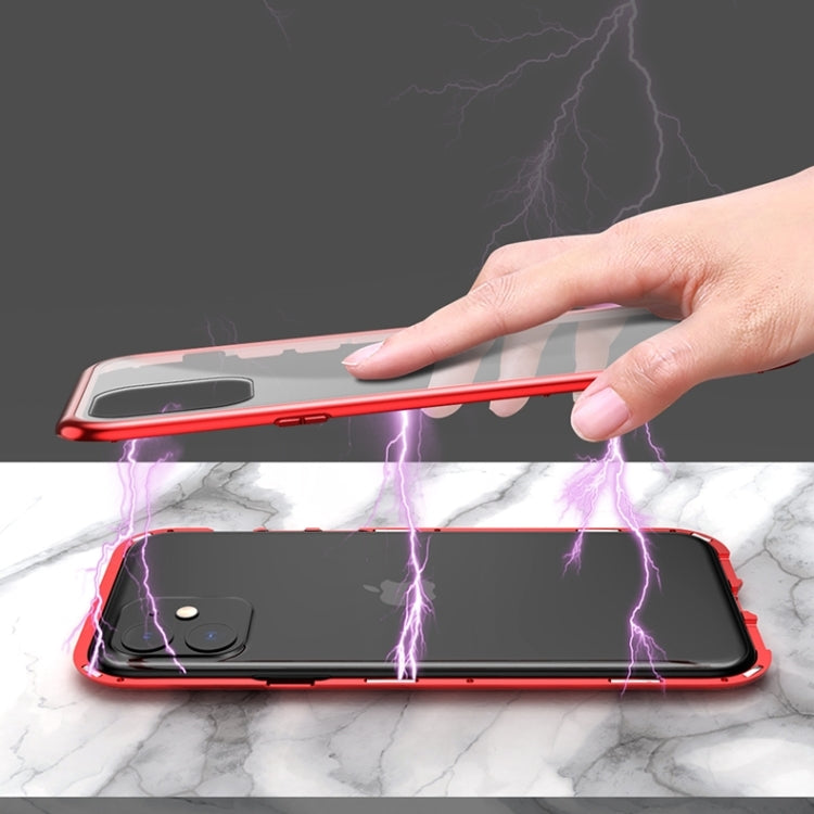 Ultra Slim Double Sides Magnetic Adsorption Angular Frame กระจกเทมเปอร์เคสพลิกแม่เหล็ก, For iPhone 11, For iPhone 11 Pro, For iPhone 11 Pro Max