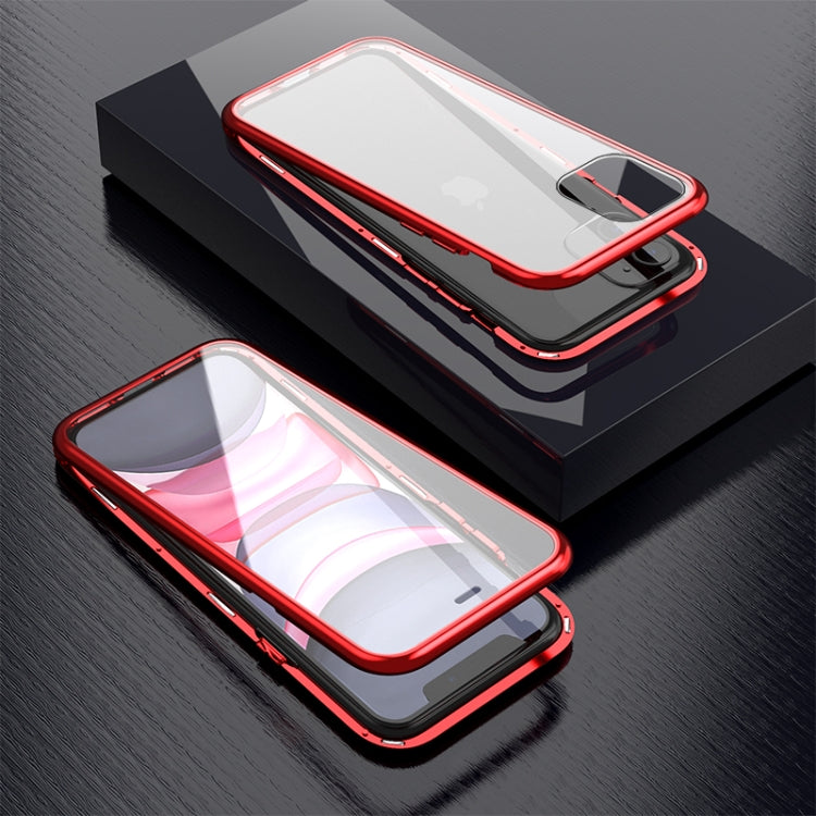 Ultra Slim Double Sides Magnetic Adsorption Angular Frame กระจกเทมเปอร์เคสพลิกแม่เหล็ก, For iPhone 11, For iPhone 11 Pro, For iPhone 11 Pro Max