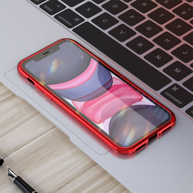 Ultra Slim Double Sides Magnetic Adsorption Angular Frame กระจกเทมเปอร์เคสพลิกแม่เหล็ก, For iPhone 11, For iPhone 11 Pro, For iPhone 11 Pro Max