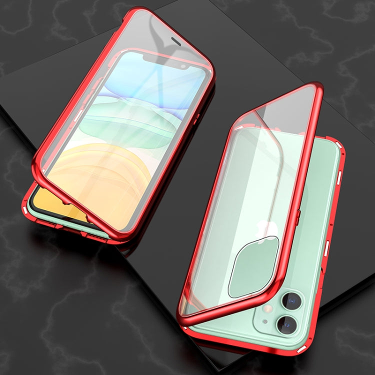 Ultra Slim Double Sides Magnetic Adsorption Angular Frame กระจกเทมเปอร์เคสพลิกแม่เหล็ก, For iPhone 11, For iPhone 11 Pro, For iPhone 11 Pro Max