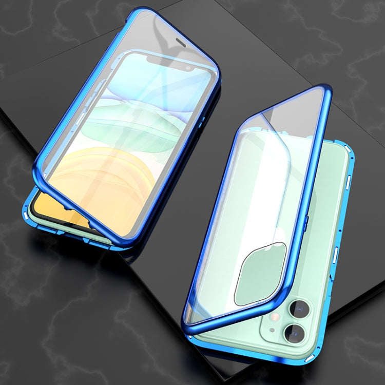 Ultra Slim Double Sides Magnetic Adsorption Angular Frame กระจกเทมเปอร์เคสพลิกแม่เหล็ก, For iPhone 11, For iPhone 11 Pro, For iPhone 11 Pro Max