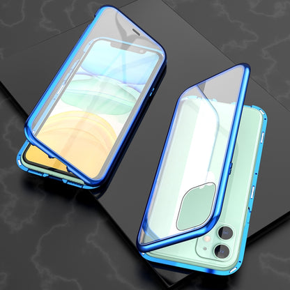 Ultra Slim Double Sides Magnetic Adsorption Angular Frame กระจกเทมเปอร์เคสพลิกแม่เหล็ก, For iPhone 11, For iPhone 11 Pro, For iPhone 11 Pro Max