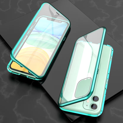 Ultra Slim Double Sides Magnetic Adsorption Angular Frame กระจกเทมเปอร์เคสพลิกแม่เหล็ก, For iPhone 11, For iPhone 11 Pro, For iPhone 11 Pro Max