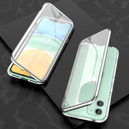 Ultra Slim Double Sides Magnetic Adsorption Angular Frame กระจกเทมเปอร์เคสพลิกแม่เหล็ก, For iPhone 11, For iPhone 11 Pro, For iPhone 11 Pro Max