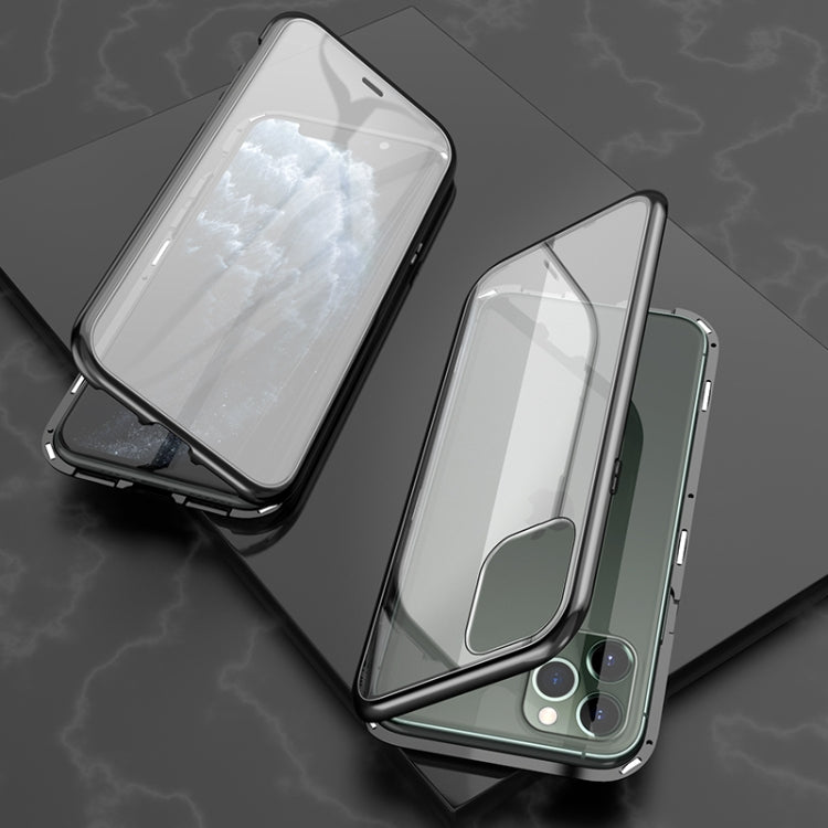 Ultra Slim Double Sides Magnetic Adsorption Angular Frame กระจกเทมเปอร์เคสพลิกแม่เหล็ก, For iPhone 11, For iPhone 11 Pro, For iPhone 11 Pro Max