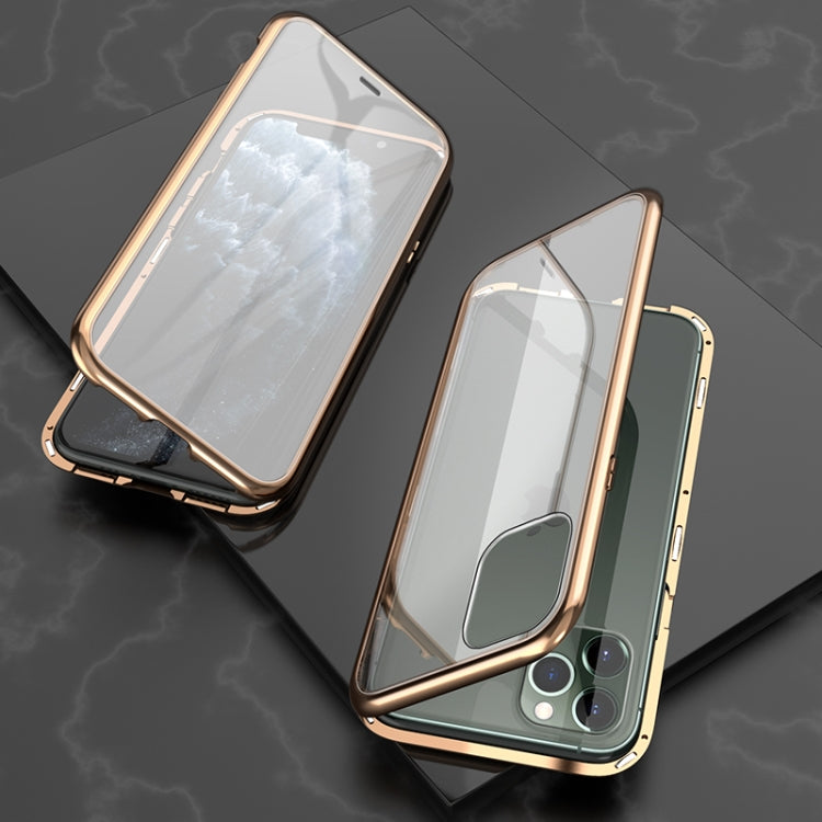 Ultra Slim Double Sides Magnetic Adsorption Angular Frame กระจกเทมเปอร์เคสพลิกแม่เหล็ก, For iPhone 11, For iPhone 11 Pro, For iPhone 11 Pro Max