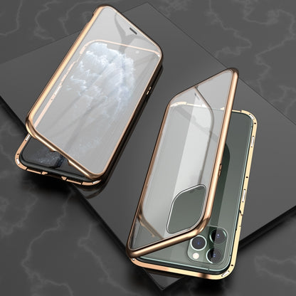 Ultra Slim Double Sides Magnetic Adsorption Angular Frame กระจกเทมเปอร์เคสพลิกแม่เหล็ก, For iPhone 11, For iPhone 11 Pro, For iPhone 11 Pro Max