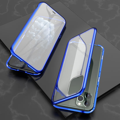 Ultra Slim Double Sides Magnetic Adsorption Angular Frame กระจกเทมเปอร์เคสพลิกแม่เหล็ก, For iPhone 11, For iPhone 11 Pro, For iPhone 11 Pro Max