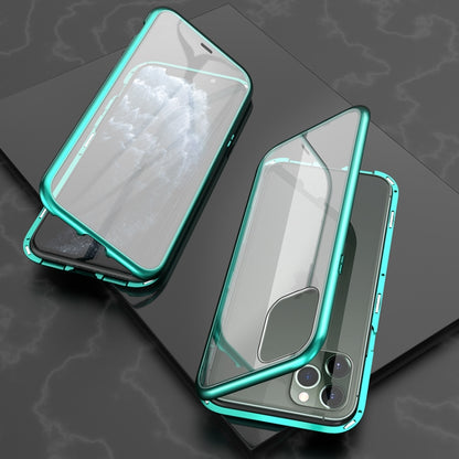 Ultra Slim Double Sides Magnetic Adsorption Angular Frame กระจกเทมเปอร์เคสพลิกแม่เหล็ก, For iPhone 11, For iPhone 11 Pro, For iPhone 11 Pro Max