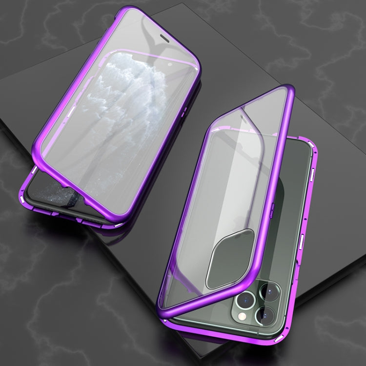 Ultra Slim Double Sides Magnetic Adsorption Angular Frame กระจกเทมเปอร์เคสพลิกแม่เหล็ก, For iPhone 11, For iPhone 11 Pro, For iPhone 11 Pro Max
