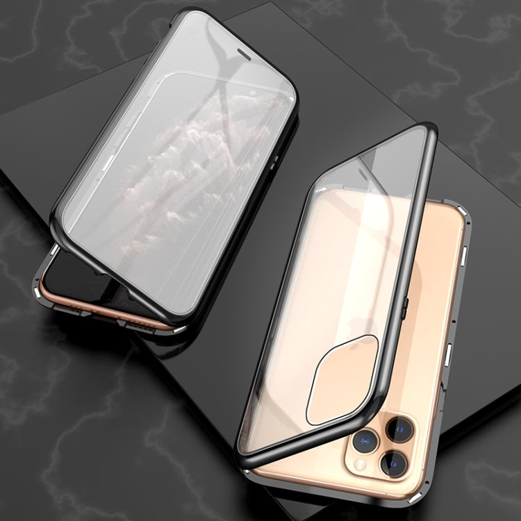 Ultra Slim Double Sides Magnetic Adsorption Angular Frame กระจกเทมเปอร์เคสพลิกแม่เหล็ก, For iPhone 11, For iPhone 11 Pro, For iPhone 11 Pro Max