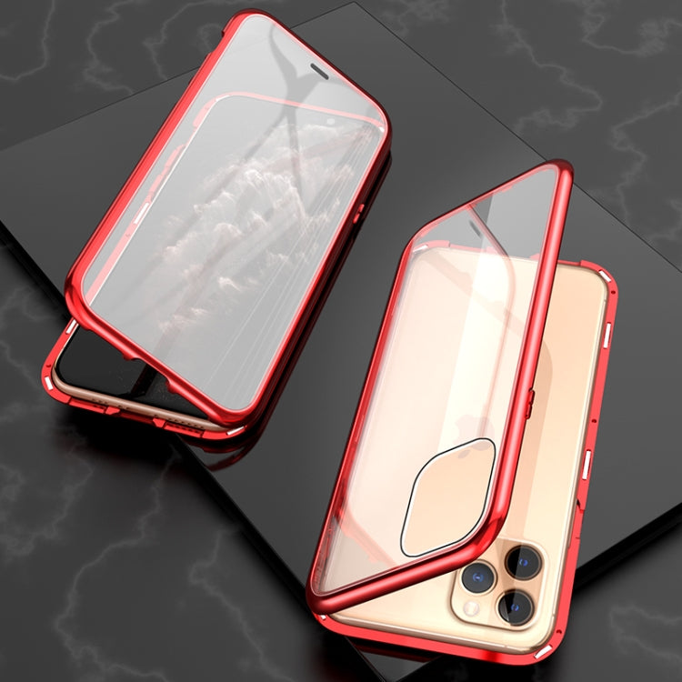Ultra Slim Double Sides Magnetic Adsorption Angular Frame กระจกเทมเปอร์เคสพลิกแม่เหล็ก, For iPhone 11, For iPhone 11 Pro, For iPhone 11 Pro Max