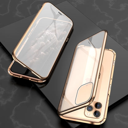 Ultra Slim Double Sides Magnetic Adsorption Angular Frame กระจกเทมเปอร์เคสพลิกแม่เหล็ก, For iPhone 11, For iPhone 11 Pro, For iPhone 11 Pro Max