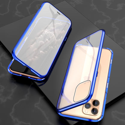 Ultra Slim Double Sides Magnetic Adsorption Angular Frame กระจกเทมเปอร์เคสพลิกแม่เหล็ก, For iPhone 11, For iPhone 11 Pro, For iPhone 11 Pro Max