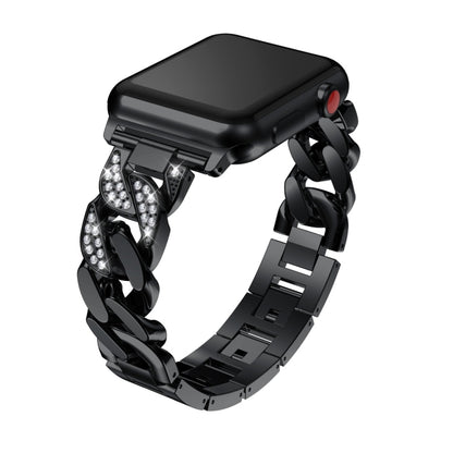 สายนาฬิกาโลหะผสมเพชรยีนส์แถวเดียว, For Apple Watch Series 8&7 41mm / SE 2&6&SE&5&4 40mm / 3&2&1 38mm, For Apple Watch Series 8&7 45mm / SE 2&6&SE&5&4 44mm / 3&2&1 42mm