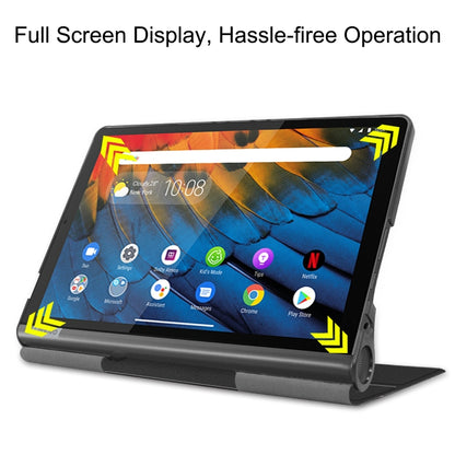 ซองหนังพลิกแนวนอนพื้นผิว Custer พร้อมตัวยึดสองพับ, For Lenovo Yoga Smart Tab