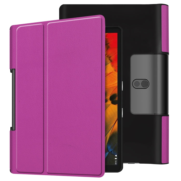 ซองหนังพลิกแนวนอนพื้นผิว Custer พร้อมตัวยึดสองพับ, For Lenovo Yoga Smart Tab