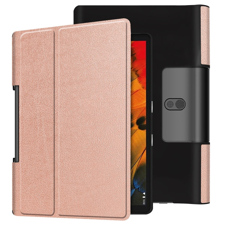 ซองหนังพลิกแนวนอนพื้นผิว Custer พร้อมตัวยึดสองพับ, For Lenovo Yoga Smart Tab