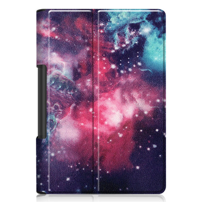 ซองหนังพลิกแนวนอนแบบวาดสีพร้อมตัวยึดสองพับ, For Lenovo Yoga Smart Tab
