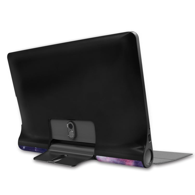 ซองหนังพลิกแนวนอนแบบวาดสีพร้อมตัวยึดสองพับ, For Lenovo Yoga Smart Tab