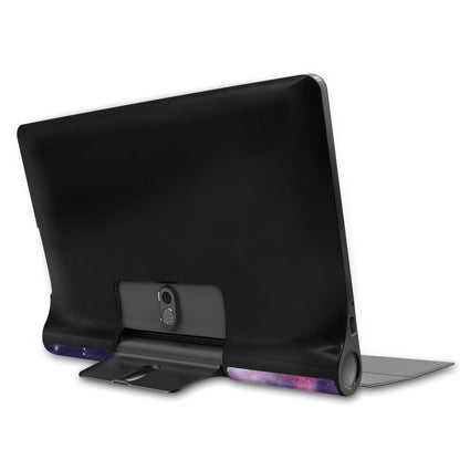 ซองหนังพลิกแนวนอนแบบวาดสีพร้อมตัวยึดสองพับ, For Lenovo Yoga Smart Tab