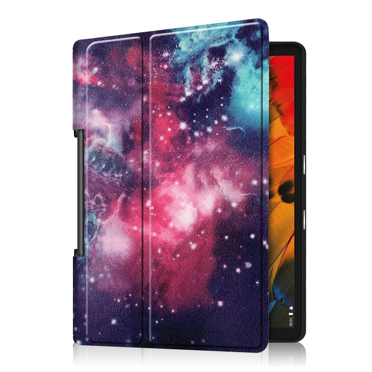 ซองหนังพลิกแนวนอนแบบวาดสีพร้อมตัวยึดสองพับ, For Lenovo Yoga Smart Tab