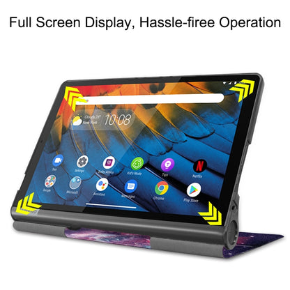 ซองหนังพลิกแนวนอนแบบวาดสีพร้อมตัวยึดสองพับ, For Lenovo Yoga Smart Tab