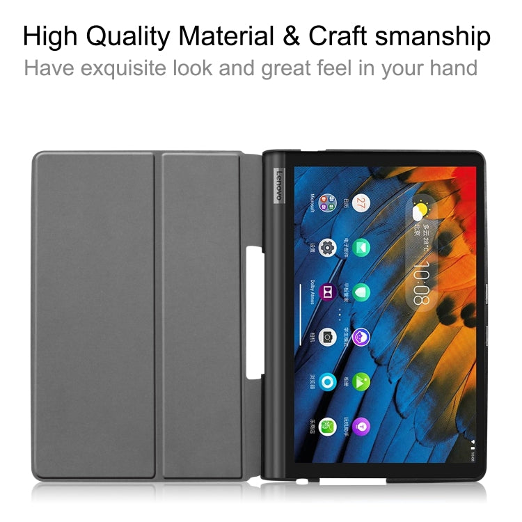 ซองหนังพลิกแนวนอนแบบวาดสีพร้อมตัวยึดสองพับ, For Lenovo Yoga Smart Tab