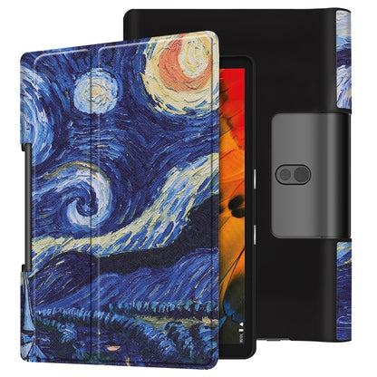 ซองหนังพลิกแนวนอนแบบวาดสีพร้อมตัวยึดสองพับ, For Lenovo Yoga Smart Tab