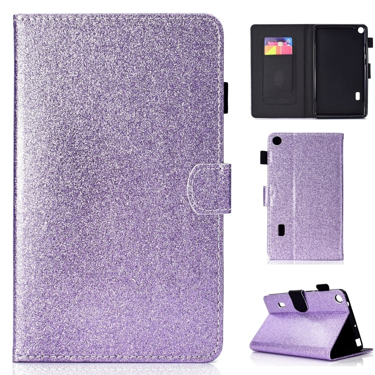 ซองหนังพลิกแนวนอนเคลือบเงาผงแวววาวพร้อมตัวยึดและช่องเสียบการ์ด, For Huawei MediaPad M6 8.4, For Huawei MediaPad M6 10.8, For Huawei MediaPad T3 7.0, For Huawei MediaPad T3 10.0, For Huawei MediaPad T5, For iPad 10.2 / 10.5, For iPad 2 / 3 / 4          ...
