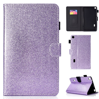 ซองหนังพลิกแนวนอนเคลือบเงาผงแวววาวพร้อมตัวยึดและช่องเสียบการ์ด, For Huawei MediaPad M6 8.4, For Huawei MediaPad M6 10.8, For Huawei MediaPad T3 7.0, For Huawei MediaPad T3 10.0, For Huawei MediaPad T5, For iPad 10.2 / 10.5, For iPad 2 / 3 / 4          ...