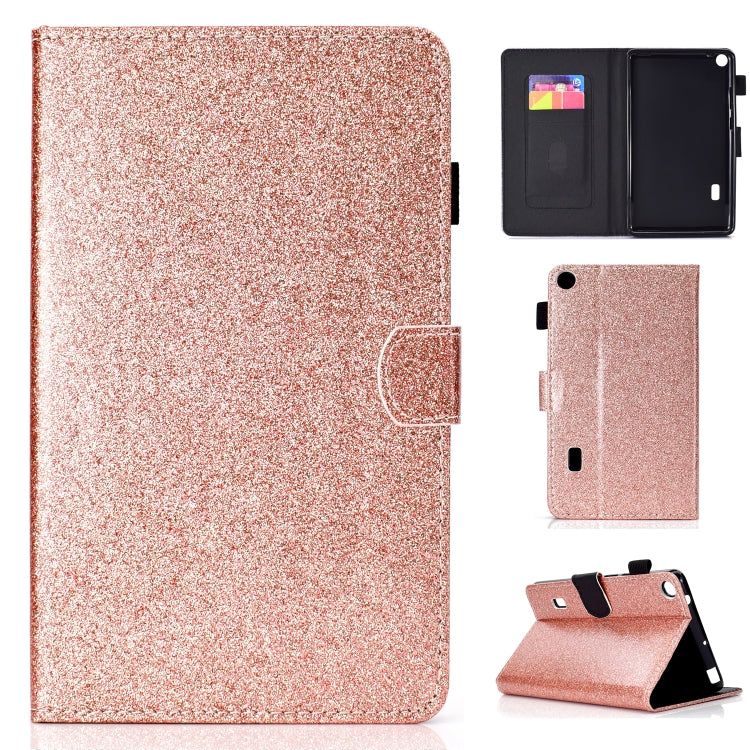 ซองหนังพลิกแนวนอนเคลือบเงาผงแวววาวพร้อมตัวยึดและช่องเสียบการ์ด, For Huawei MediaPad M6 8.4, For Huawei MediaPad M6 10.8, For Huawei MediaPad T3 7.0, For Huawei MediaPad T3 10.0, For Huawei MediaPad T5, For iPad 10.2 / 10.5, For iPad 2 / 3 / 4          ...
