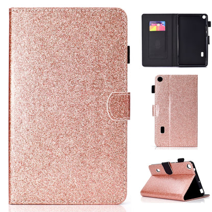 ซองหนังพลิกแนวนอนเคลือบเงาผงแวววาวพร้อมตัวยึดและช่องเสียบการ์ด, For Huawei MediaPad M6 8.4, For Huawei MediaPad M6 10.8, For Huawei MediaPad T3 7.0, For Huawei MediaPad T3 10.0, For Huawei MediaPad T5, For iPad 10.2 / 10.5, For iPad 2 / 3 / 4          ...
