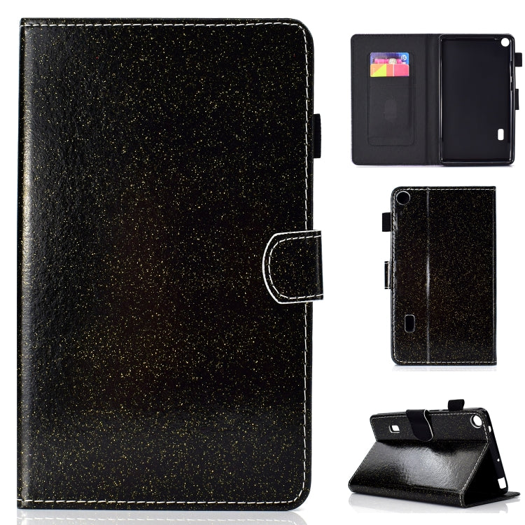 ซองหนังพลิกแนวนอนเคลือบเงาผงแวววาวพร้อมตัวยึดและช่องเสียบการ์ด, For Huawei MediaPad M6 8.4, For Huawei MediaPad M6 10.8, For Huawei MediaPad T3 7.0, For Huawei MediaPad T3 10.0, For Huawei MediaPad T5, For iPad 10.2 / 10.5, For iPad 2 / 3 / 4          ...